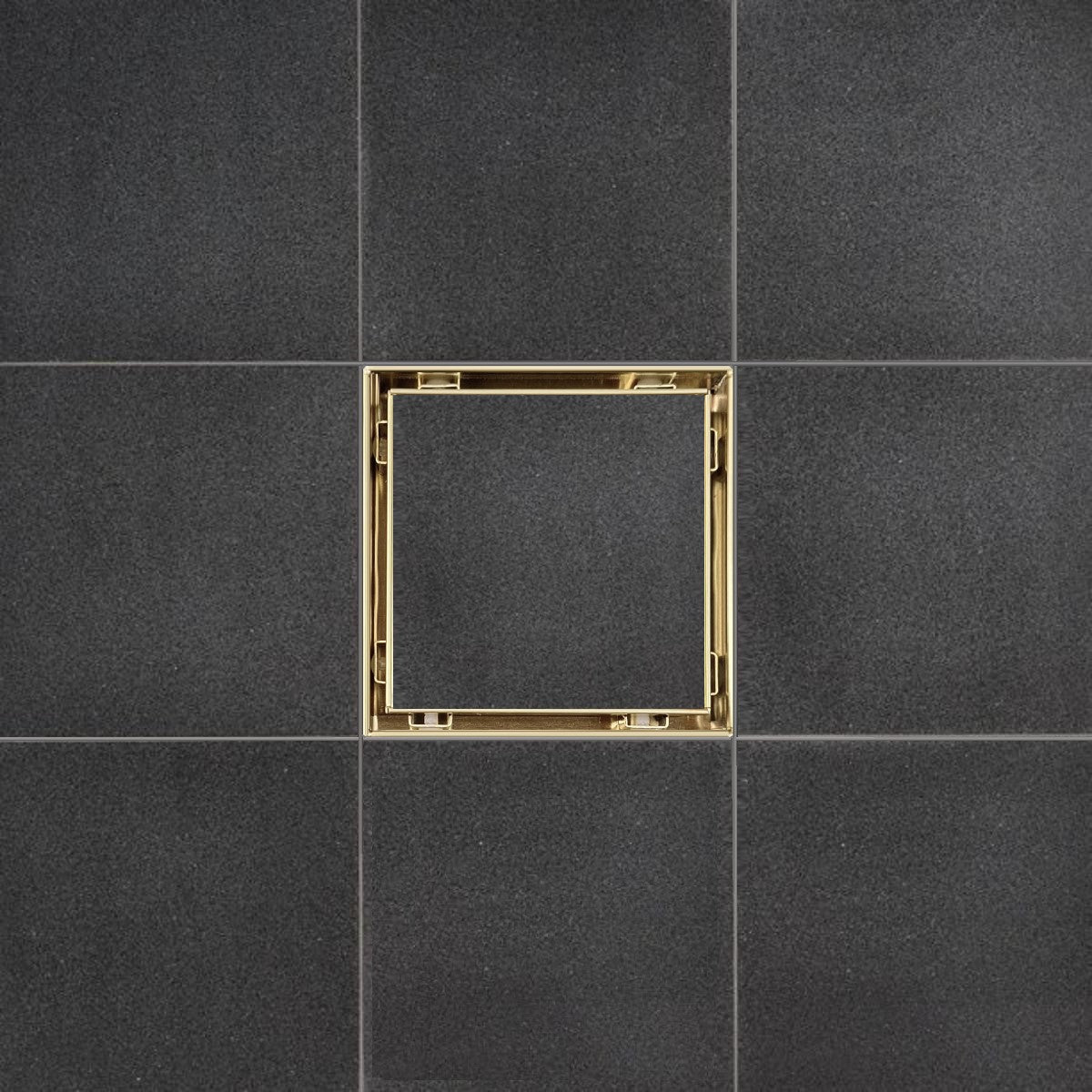 SereneDrains Wow Drain TM Side Discharge Outlet with 5 Inch Tile Insert Square Shower Drain Horizontal Low Profile
