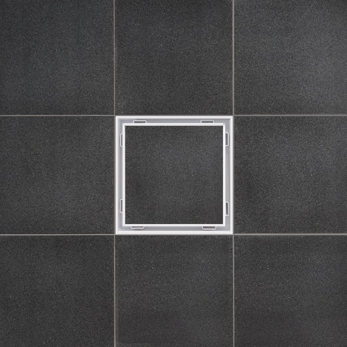 SereneDrains Wow Drain TM Side Discharge Outlet with 5 Inch Tile Insert Square Shower Drain Horizontal Low Profile