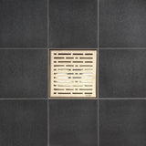SereneDrains Wow Drain TM Side Discharge Outlet with 6 Inch Square Shower Drain Horizontal Low Profile