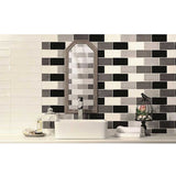 Black and Dark Grey ceramic backsplash tile creating a bold contemporary kitchen design