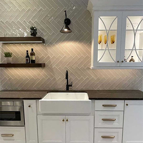 Decorative ceramic wall tile in Light Grey for residential interior design