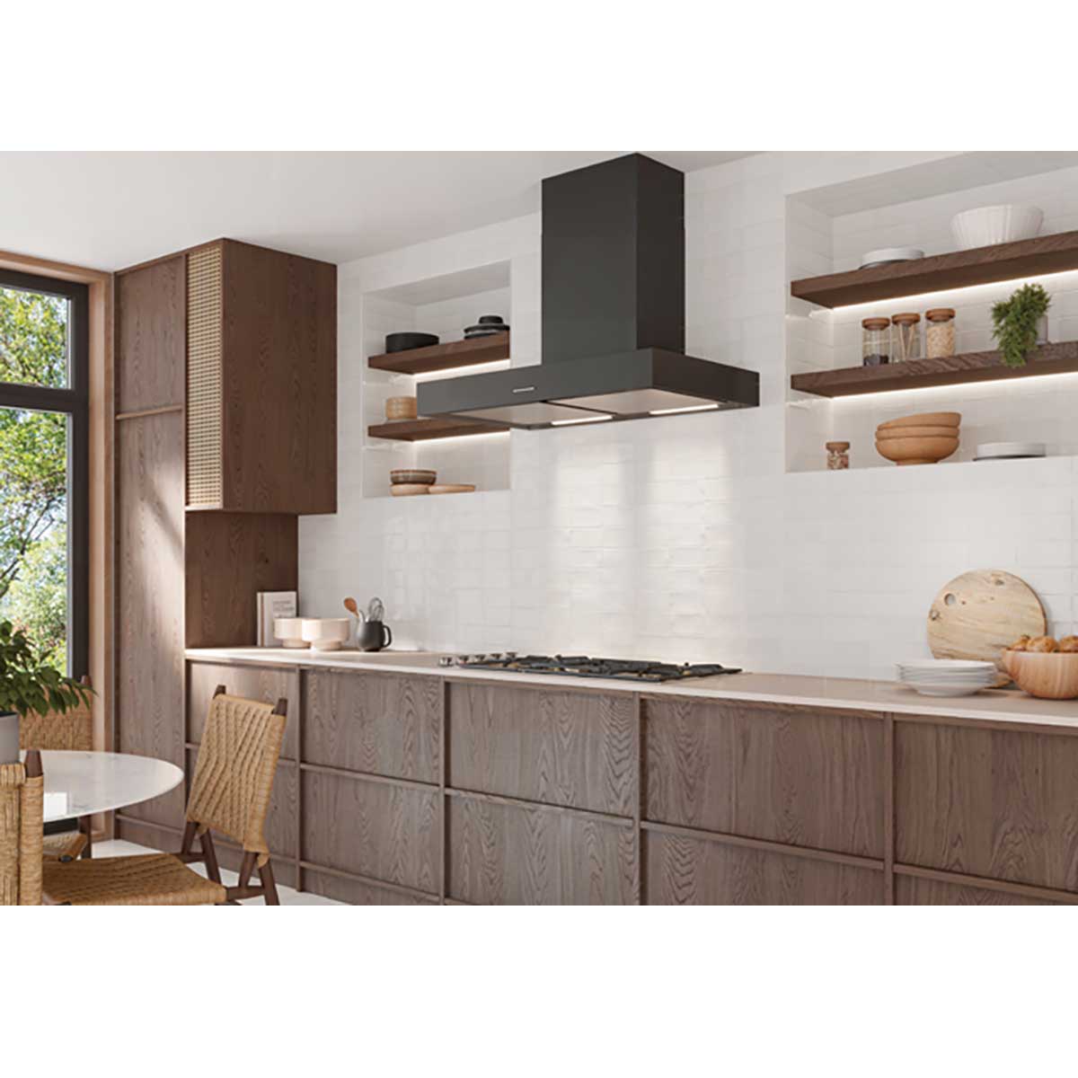 Handcrafted ceramic subway tile backsplash creating a stylish and durable kitchen wall design