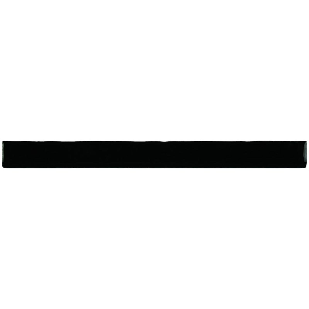 Glossy black ceramic bullnose trim tile with handcrafted Spanish finish