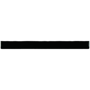 Glossy black ceramic bullnose trim tile with handcrafted Spanish finish