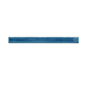 Glossy blue ceramic bullnose trim tile with handcrafted Spanish finish