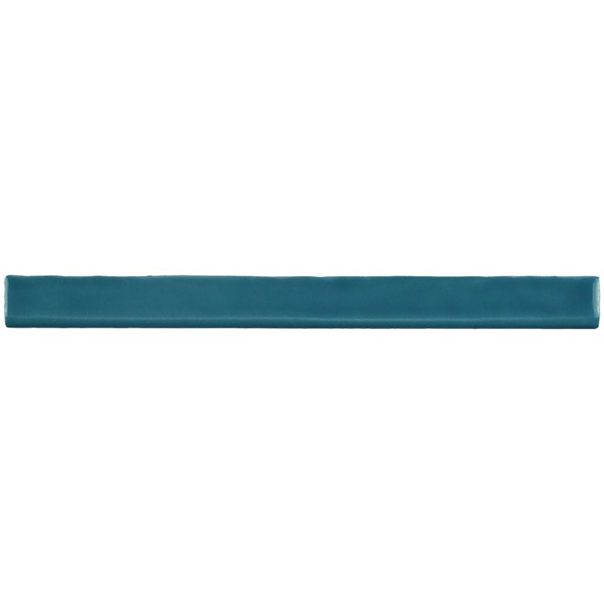 Handcrafted blue ceramic bullnose trim with a glossy artisan finish