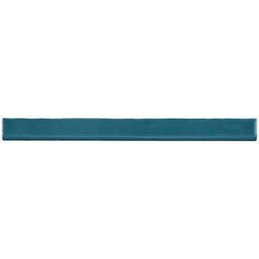 Handcrafted blue ceramic bullnose trim with a glossy artisan finish