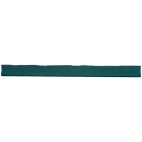 Kaleidoscope 1x12 Handmade Ceramic Bullnose Tile - Blue Turquois Glossy Spanish Wall Trim