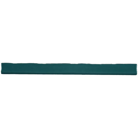 Kaleidoscope 1x12 Handmade Ceramic Bullnose Tile - Blue Turquois Glossy Spanish Wall Trim