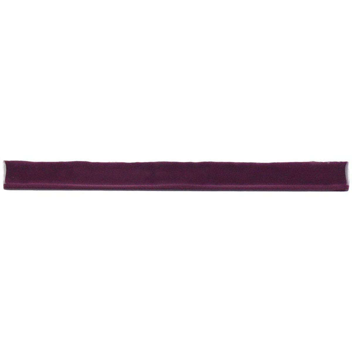 Glossy blueberry ceramic bullnose trim tile with handcrafted Spanish character