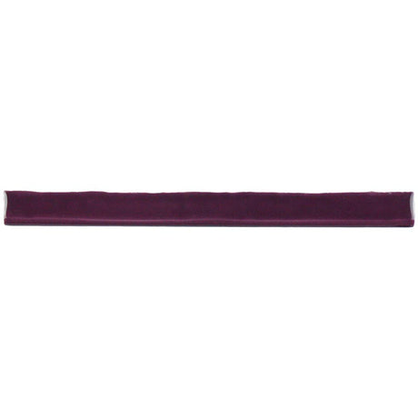 Glossy blueberry ceramic bullnose trim tile with handcrafted Spanish character
