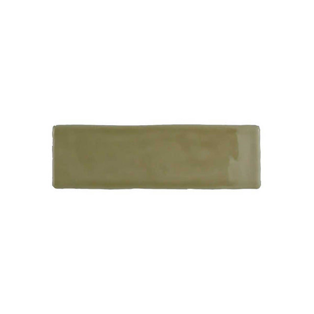 Glossy camel ceramic wall tile with handcrafted Spanish artisan texture