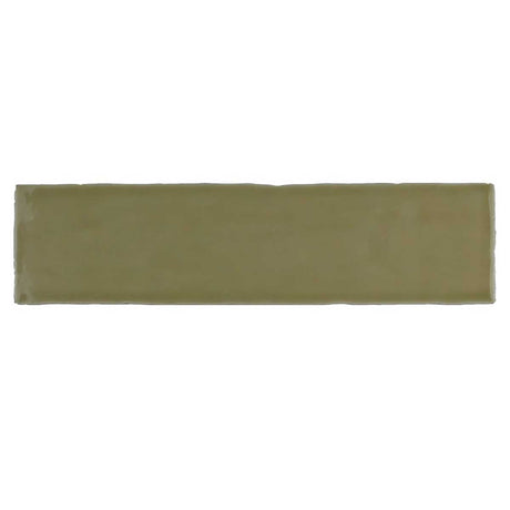Glossy camel ceramic subway tile with handcrafted Spanish artisan detailing