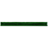 Glossy emerald ceramic bullnose trim tile with handcrafted Spanish artisan detailing