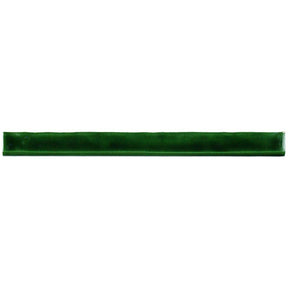 Glossy emerald ceramic bullnose trim tile with handcrafted Spanish artisan detailing