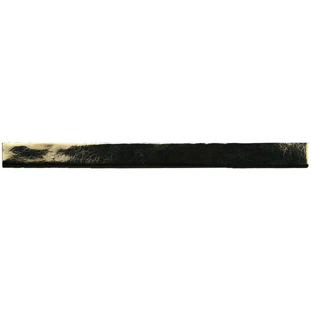 Metallic gold ceramic bullnose trim tile with handcrafted Spanish artisan detailing
