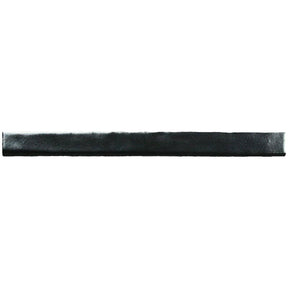 Glossy metallic silver ceramic bullnose trim tile with handcrafted Spanish artisan detailing