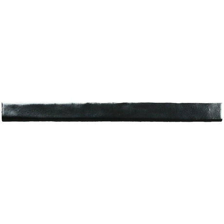 Glossy metallic silver ceramic bullnose trim tile with handcrafted Spanish artisan detailing