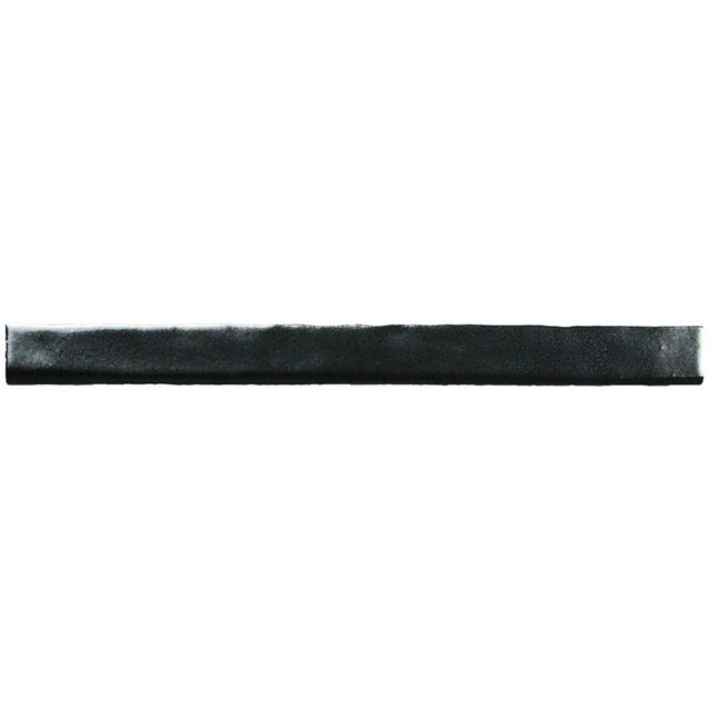 Glossy metallic silver ceramic bullnose trim tile with handcrafted Spanish artisan detailing