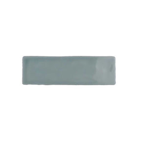 Glossy mint ceramic wall tile with handcrafted Spanish artisan character