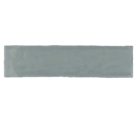 Glossy mint ceramic subway tile with handcrafted Spanish artisan detailing