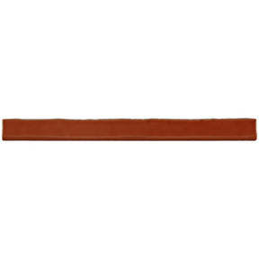 Glossy orange ceramic bullnose trim tile with handcrafted Spanish artisan detailing