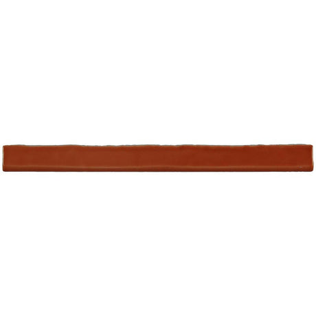Glossy orange ceramic bullnose trim tile with handcrafted Spanish artisan detailing