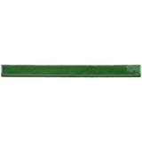Glossy sea green ceramic bullnose trim tile with handcrafted Spanish artisan detailing