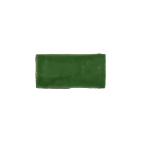Glossy sea green ceramic subway tile with handcrafted Spanish artisan detailing
