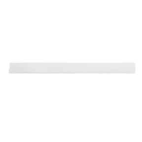 Glossy soft white ceramic bullnose trim tile with handcrafted Spanish artisan detailing