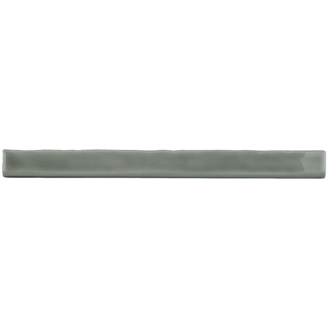 Glossy stone ceramic bullnose trim tile with handcrafted Spanish artisan detailing