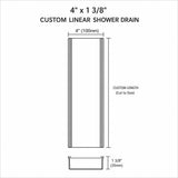 Lauxes Grates 4 inch x 1 3/8 inch custom linear shower drain dimensions