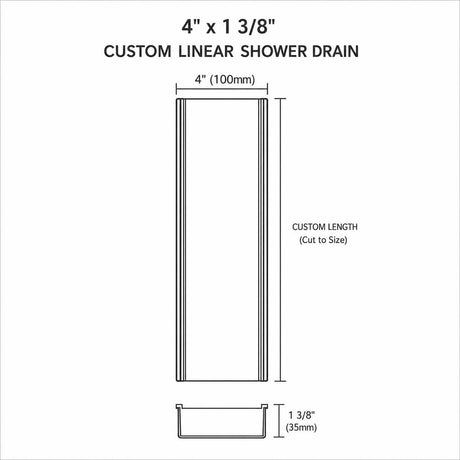 Lauxes Grates 4 inch x 1 3/8 inch custom linear shower drain dimensions