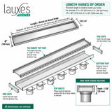 Lauxes Linear Shower Drain Technical Specifications 1 3/8 Inch Depth