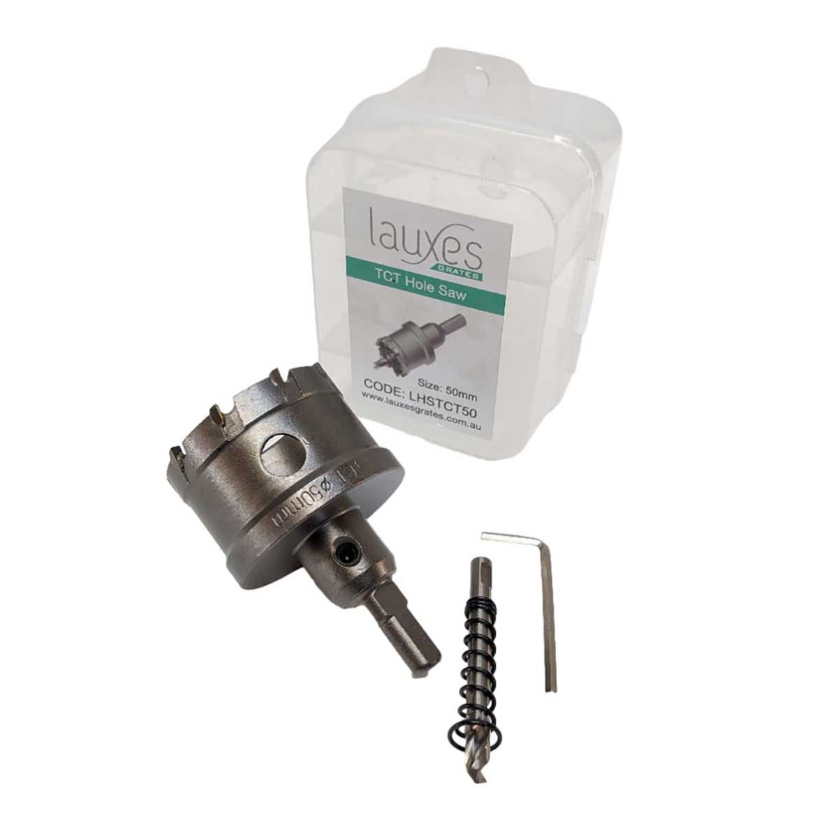 Drill bit set with packaging labeled 'lauxes' on a white background