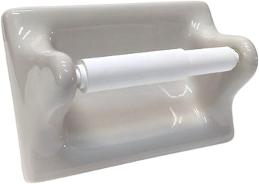 Ceramic Toilet Paper Holder 7.5x5 Thinset Installation Bathroom Tissue Roll Light Grey Glossy