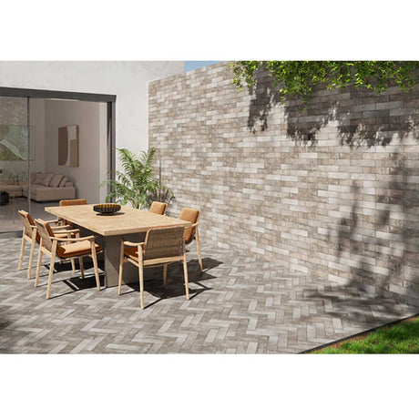 Backyard floor installation with South Loop porcelain brick tile