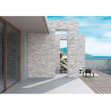 Exterior patio installation using South Loop Cinder porcelain tile