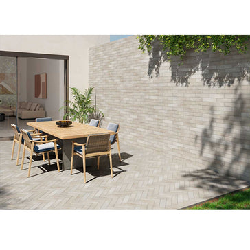 Urban inspired interior with Chicago brick style porcelain tile