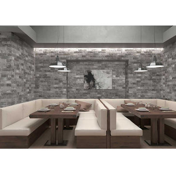 Industrial style fireplace surround with South Loop Iron tile