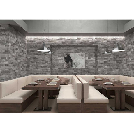 Industrial style fireplace surround with South Loop Iron tile