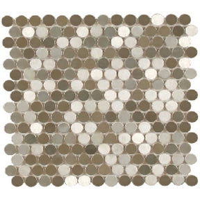 Brushed Stainless Steel Penny Round Mosaic Tile