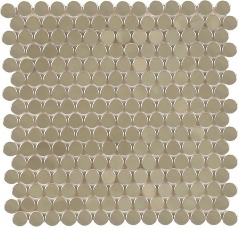 Mosaics Metal Tile Penny Round Stainless Steel Polished