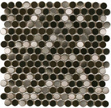 Mosaics Metal Tile Penny Round - Black Stainless Steel Brushed