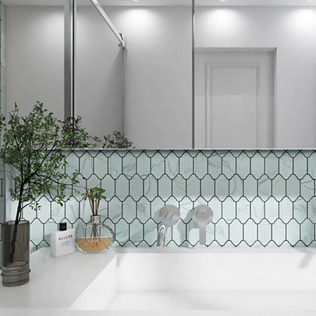 Carrara porcelain mosaic tile for shower floors