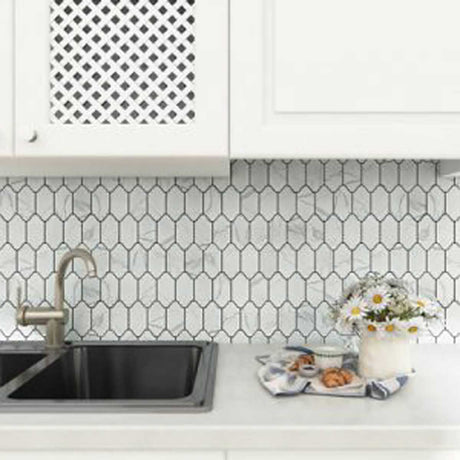 Marble look porcelain mosaic tile for pool installation