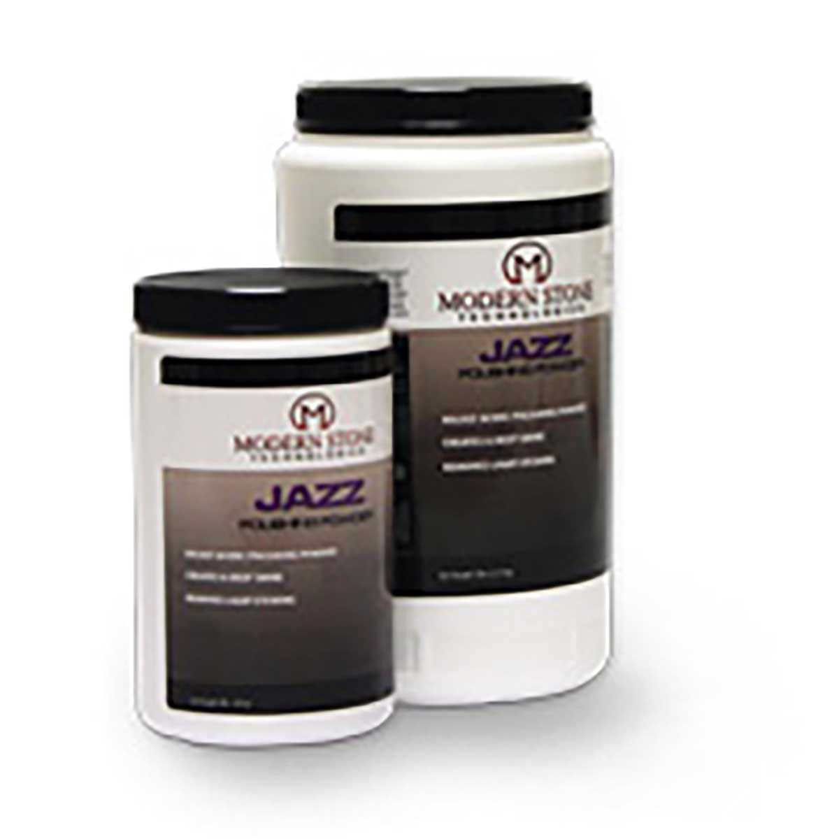 Modern Stone Jazz polishing powder for restoring a high-gloss finish on marble, travertine, and limestone surfaces