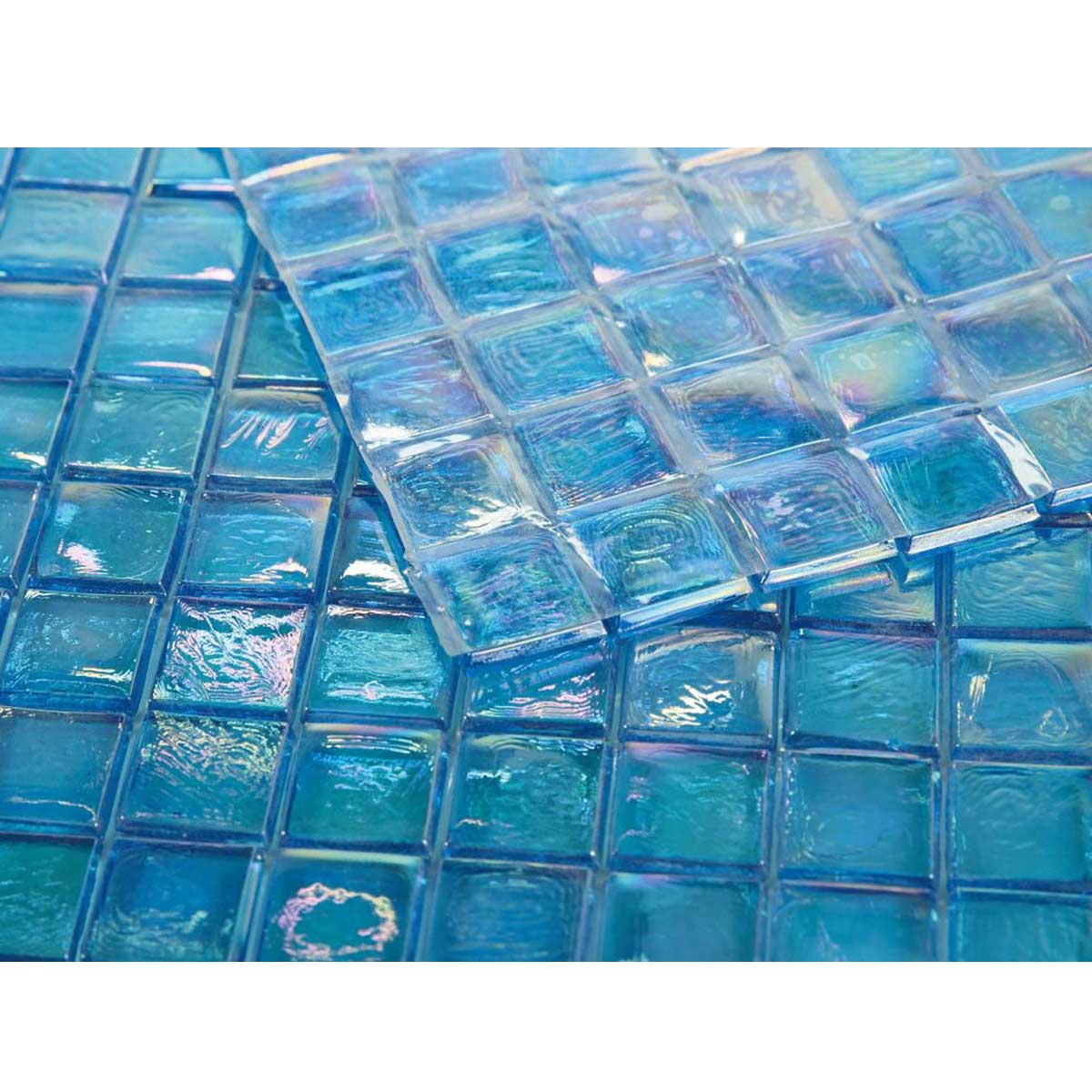 Mosaic Glass Tile Squares - Light Blue