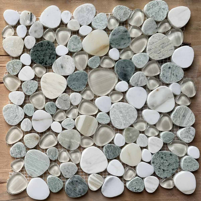 Mosaic Italian Marble and Glass in Pebble look - Beach Sand