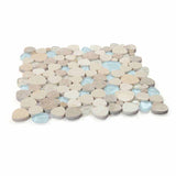 Mosaic Thassos Marble and Glass in Pebble look - Earth Blue